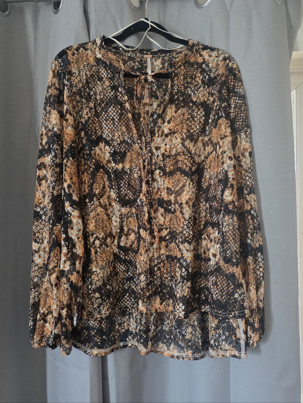 Free People Out For The Night Long Sleeve Top in Snake Combo Size XSmall